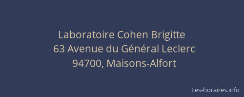 Laboratoire Cohen Brigitte