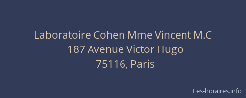 Laboratoire Cohen Mme Vincent M.C