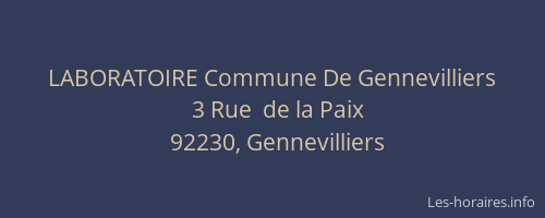 LABORATOIRE Commune De Gennevilliers