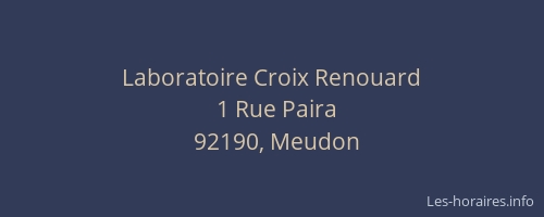 Laboratoire Croix Renouard