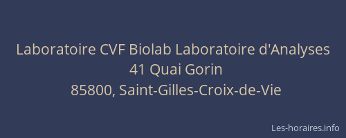 Laboratoire CVF Biolab Laboratoire d'Analyses