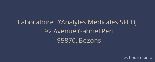 Laboratoire D'Analyles Médicales SFEDJ