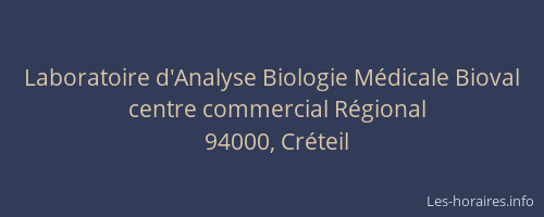 Laboratoire d'Analyse Biologie Médicale Bioval