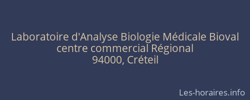Laboratoire d'Analyse Biologie Médicale Bioval
