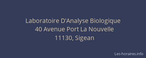 Laboratoire D'Analyse Biologique