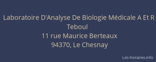 Laboratoire D'Analyse De Biologie Médicale A Et R Teboul