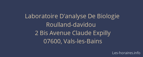 Laboratoire D'analyse De Biologie Roulland-davidou