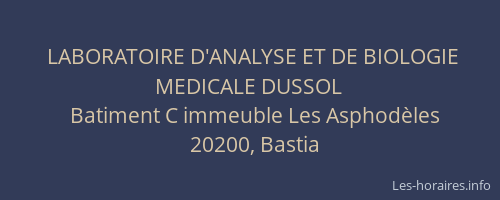 LABORATOIRE D'ANALYSE ET DE BIOLOGIE MEDICALE DUSSOL