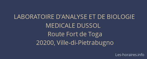 LABORATOIRE D'ANALYSE ET DE BIOLOGIE MEDICALE DUSSOL