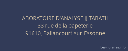 LABORATOIRE D'ANALYSE JJ TABATH