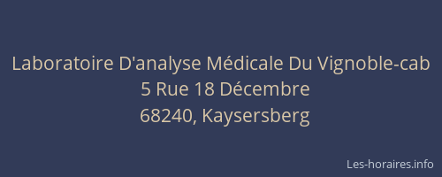 Laboratoire D'analyse M&eacute;dicale Du Vignoble-cab