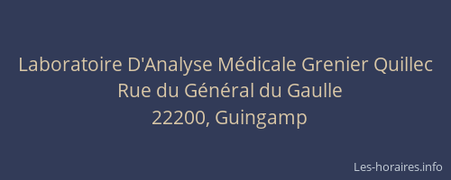 Laboratoire D'Analyse M&eacute;dicale Grenier Quillec