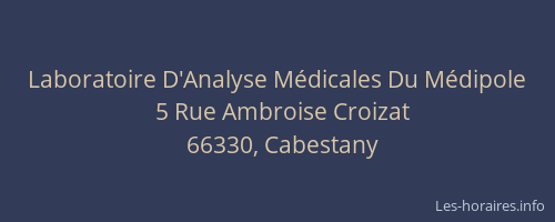 Laboratoire D'Analyse M&eacute;dicales Du M&eacute;dipole