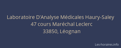 Laboratoire D'Analyse Médicales Haury-Saley