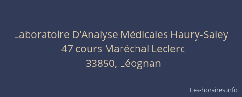 Laboratoire D'Analyse M&eacute;dicales Haury-Saley