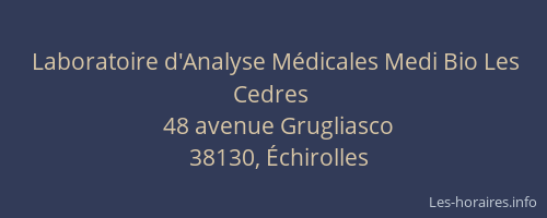 Laboratoire d'Analyse Médicales Medi Bio Les Cedres