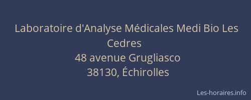 Laboratoire d'Analyse M&eacute;dicales Medi Bio Les Cedres