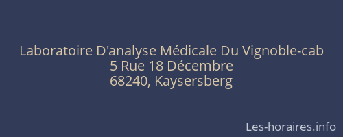 Laboratoire D'analyse Médicale Du Vignoble-cab