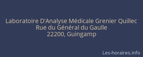 Laboratoire D'Analyse Médicale Grenier Quillec