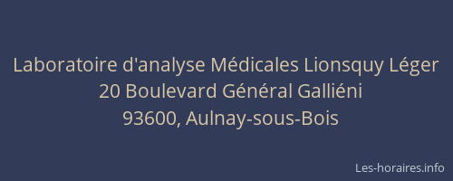 Laboratoire d'analyse Médicales Lionsquy Léger