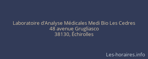 Laboratoire d'Analyse Médicales Medi Bio Les Cedres