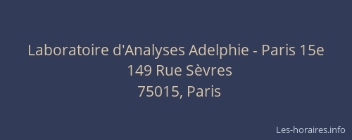 Laboratoire d'Analyses Adelphie - Paris 15e