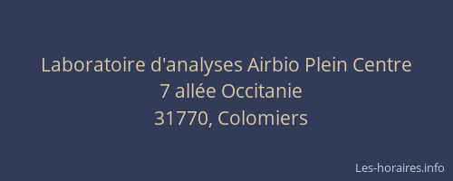 Laboratoire d'analyses Airbio Plein Centre