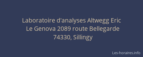 Laboratoire d'analyses Altwegg Eric