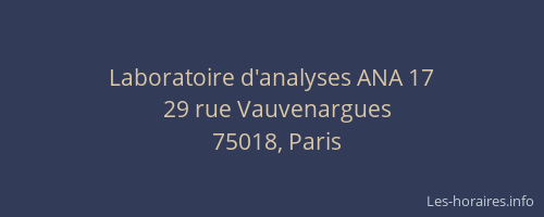 Laboratoire d'analyses ANA 17