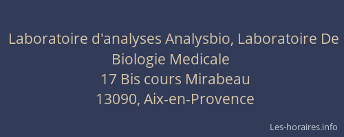 Laboratoire d'analyses Analysbio, Laboratoire De Biologie Medicale