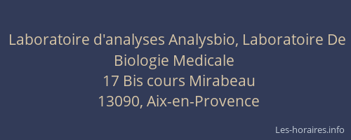 Laboratoire d'analyses Analysbio, Laboratoire De Biologie Medicale