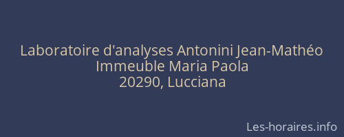 Laboratoire d'analyses Antonini Jean-Mathéo