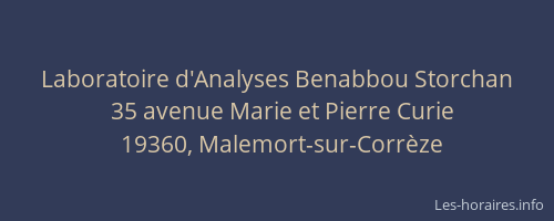 Laboratoire d'Analyses Benabbou Storchan