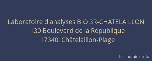 Laboratoire d'analyses BIO 3R-CHATELAILLON