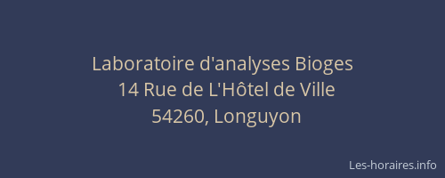 Laboratoire d'analyses Bioges