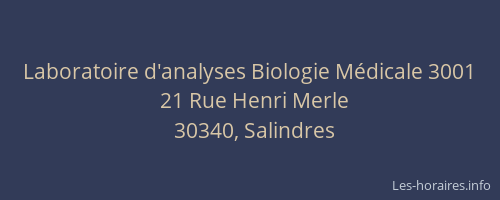 Laboratoire d'analyses Biologie Médicale 3001