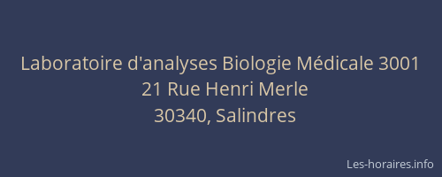 Laboratoire d'analyses Biologie M&eacute;dicale 3001