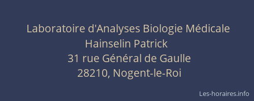 Laboratoire d'Analyses Biologie M&eacute;dicale Hainselin Patrick
