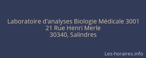 Laboratoire d'analyses Biologie Médicale 3001
