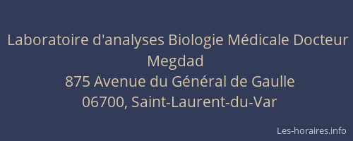 Laboratoire d'analyses Biologie Médicale Docteur Megdad