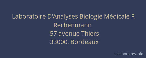Laboratoire D'Analyses Biologie Médicale F. Rechenmann