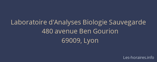 Laboratoire d'Analyses Biologie Sauvegarde