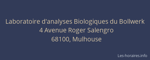 Laboratoire d'analyses Biologiques du Bollwerk