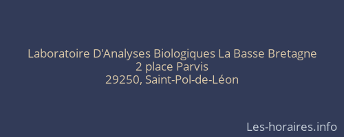 Laboratoire D'Analyses Biologiques La Basse Bretagne
