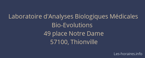 Laboratoire d'Analyses Biologiques M&eacute;dicales Bio-Evolutions