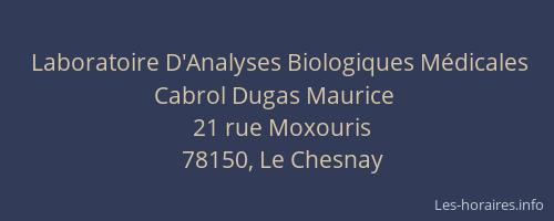 Laboratoire D'Analyses Biologiques M&eacute;dicales Cabrol Dugas Maurice