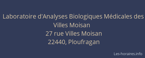Laboratoire d'Analyses Biologiques M&eacute;dicales des Villes Moisan