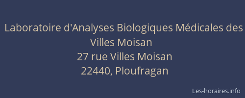 Laboratoire d'Analyses Biologiques Médicales des Villes Moisan