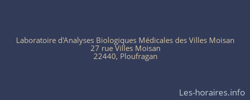 Laboratoire d'Analyses Biologiques Médicales des Villes Moisan