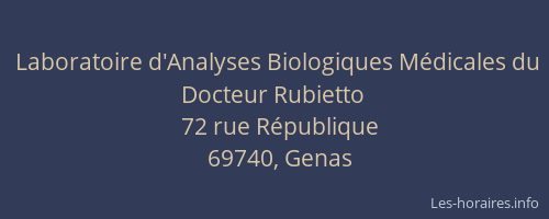 Laboratoire d'Analyses Biologiques Médicales du Docteur Rubietto
